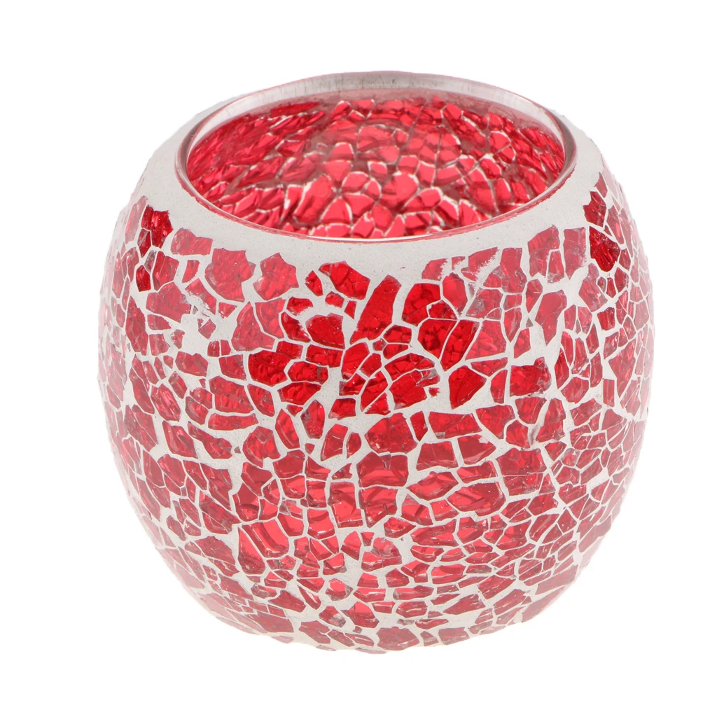 Mosaic Glass Votive Candle Tea Light Candelabra Candlestick Mood Light Lamp Shade Scented Candleholder Festive Decor 5-set