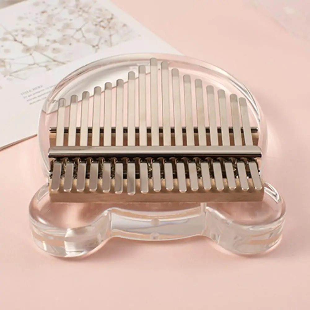 Newest 17 Key Cute Kalimba Mbira Calimba Acrylic Crystal Fingertips Thumb Piano Cute Bear Shape Transparent Keyboard Instrument