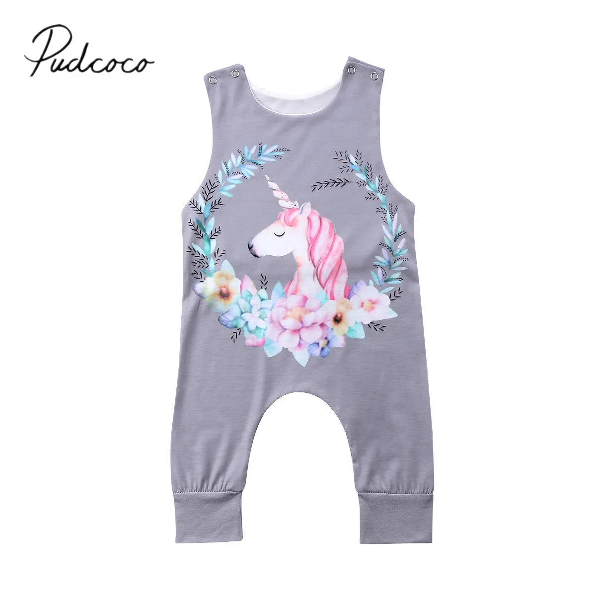 

2018 Brand New Newborn Toddler Infant Baby Girl Romper Unicorn Floral Jumpsuit Outfits Sleeveless Sunsuit Summer Clothes Sets