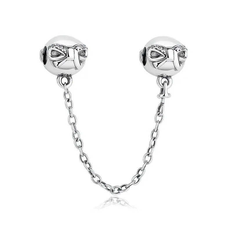 Buy 925 Sterling Silver Dainty Bow Safety Chain with