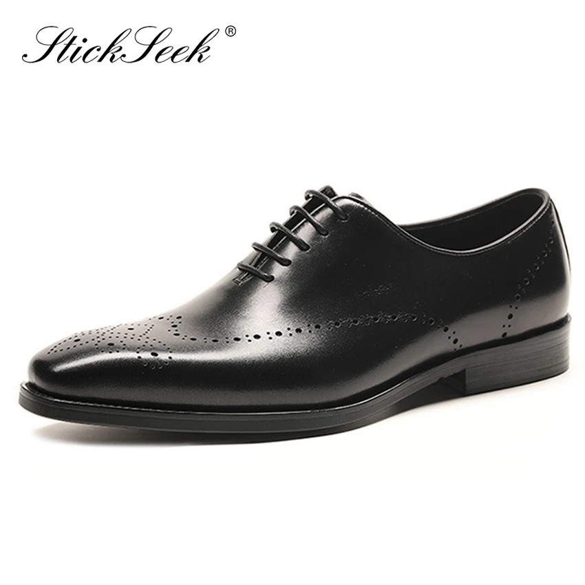 

Summer Designer Genuine Leather Formal Medallion Brogues Shoes Square Toe Men's Breathable Carved Wedding Party Oxfords SG155