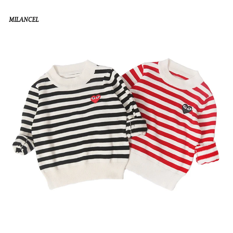 Comprar 2019 niños Sweatershirt a rayas niños suéteres ropa de punto para niña Casual lindo suéter para niñas niños Pullover para 1 5T