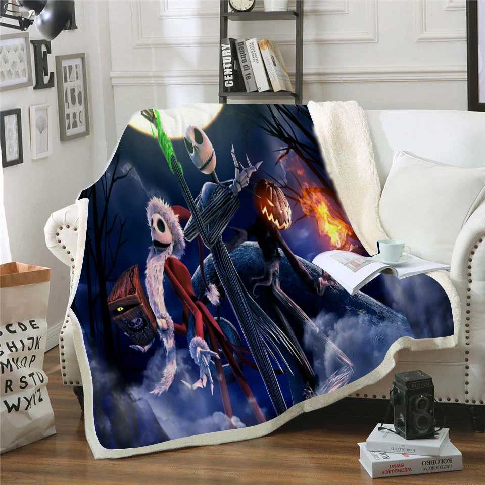 

Custom Print The Nightmare Before Christmas Blanket Plush 3D Print Sherpa Fleece Microfiber Vivid Bedspread Throw Blanket