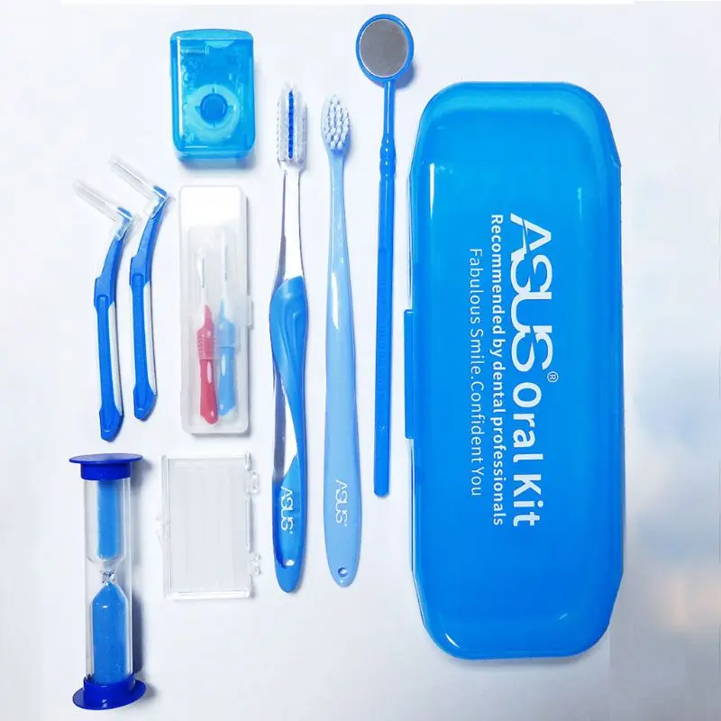 

10Pcs/Set Professional Orthodontic Toothbrush Interdental Brush Floss Brace Protection Wax Mirror Oral Care Tools Kit Portable