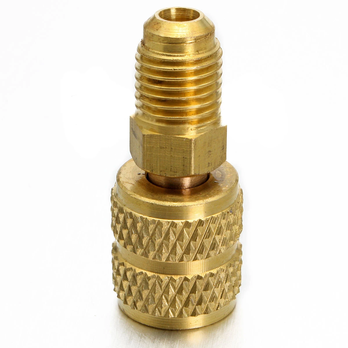 1x Brass Air Conditioners Adapter R410a Connector Adapter 1/4 inch Male to 5/16 inch SAE Female Charging Hose to Vacuum Pump