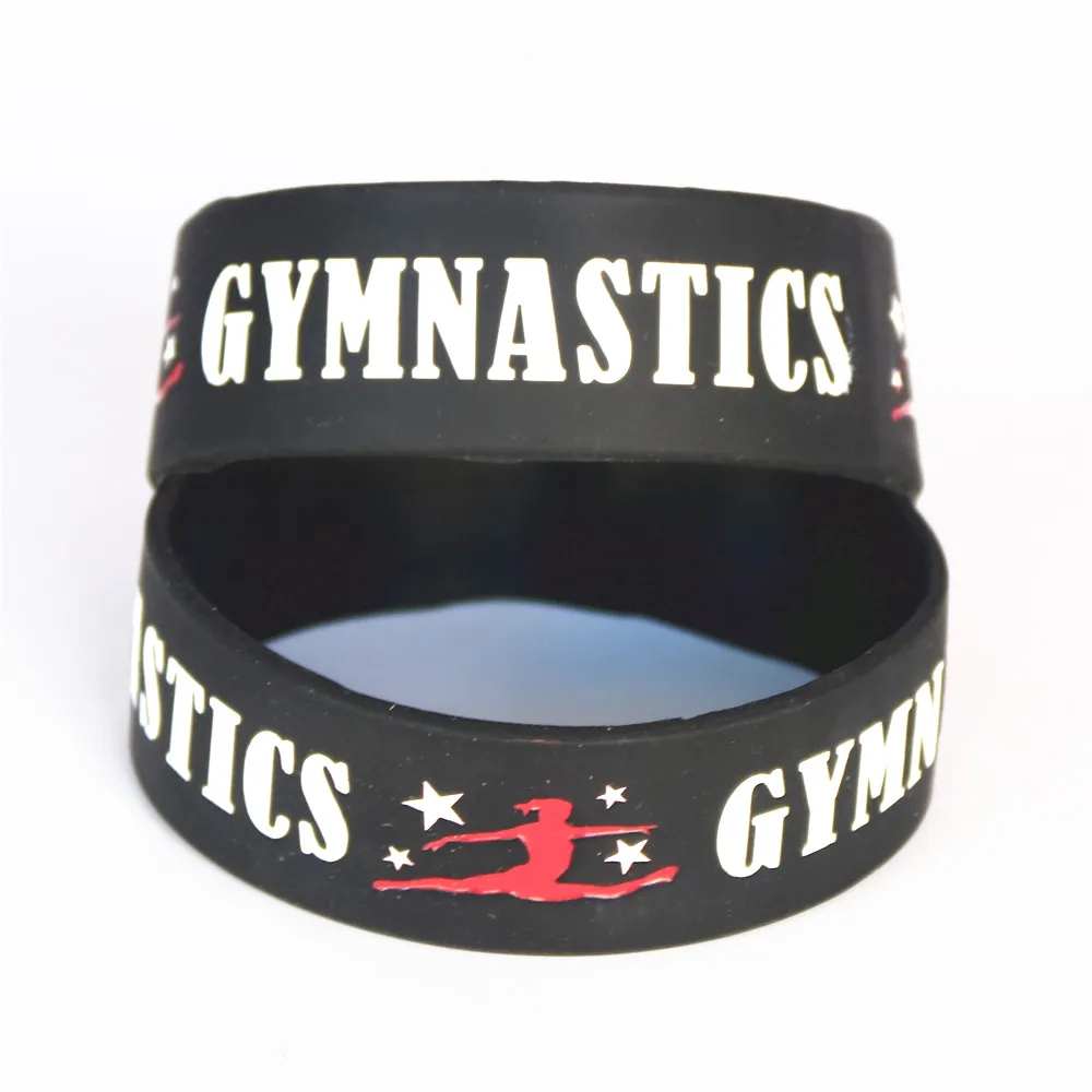 25PCS Silicone Dancer Wide Gymnastics Sport Silicone Wristbands  Black Silicone Bracelet Fitness Bangles Gift Wholesale SH096