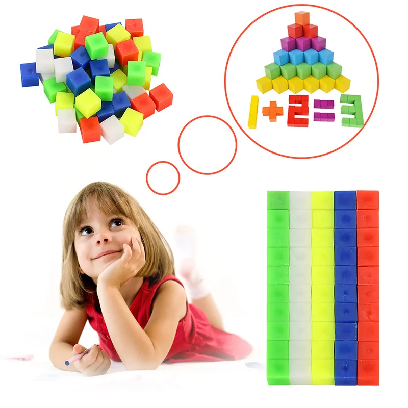 

Scure Colourful Counting Cubes 5 Colors Count Study 50pcs Building Blocks