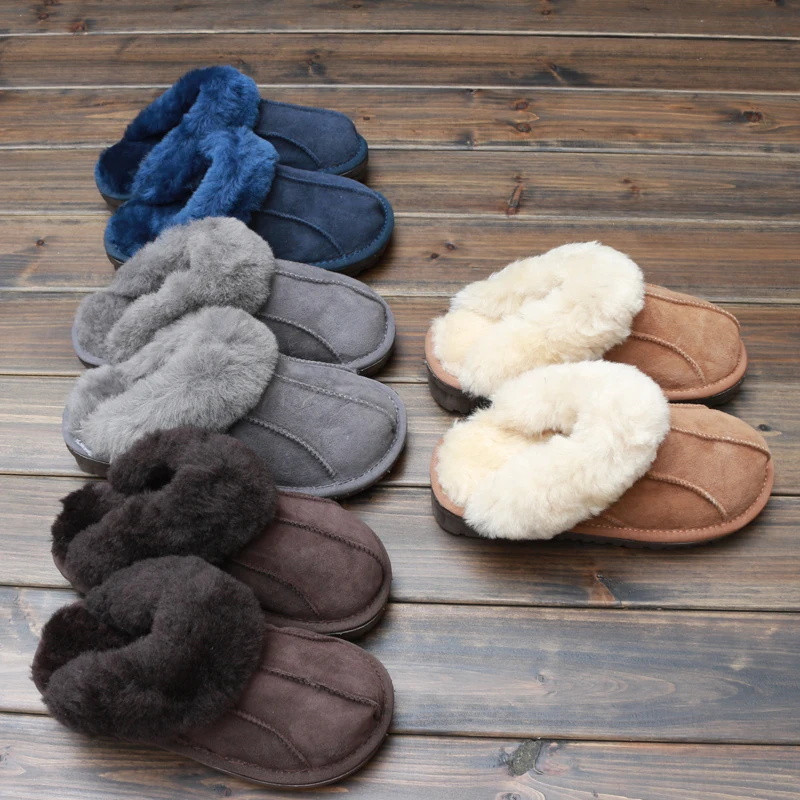 Millffy/Новинка года; удобные домашние шерстяные тапочки из овечьей кожи; мужские тапочки с мехом; модные корейские домашние зимние Тапочки