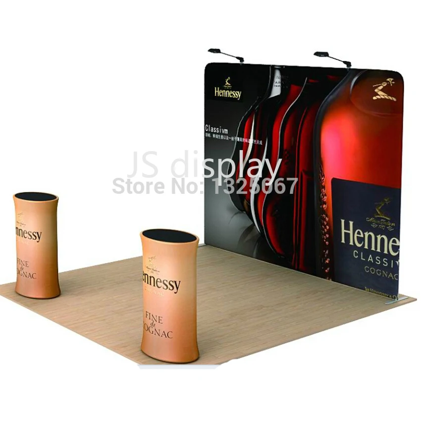 

10ft Straight Tension Fabric Tube Trade Show Display Booth Pop Up Stand Back Wall Exhibit with Custom Print