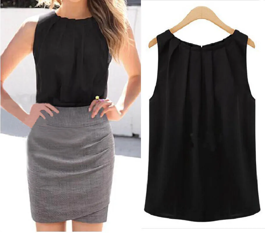 

Fashion Elegant Sexy Women Lady Summer Vest Top Sleeveless Women Blouses Casual Tank Tops Shirt Chiffon