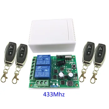 

433MHZ Wireless 2CH Channel Way Relay RF 2 Remote Control Switch AC 250V 110V 220V Receiver Module 4pcs 433 Mhz Remote Controls
