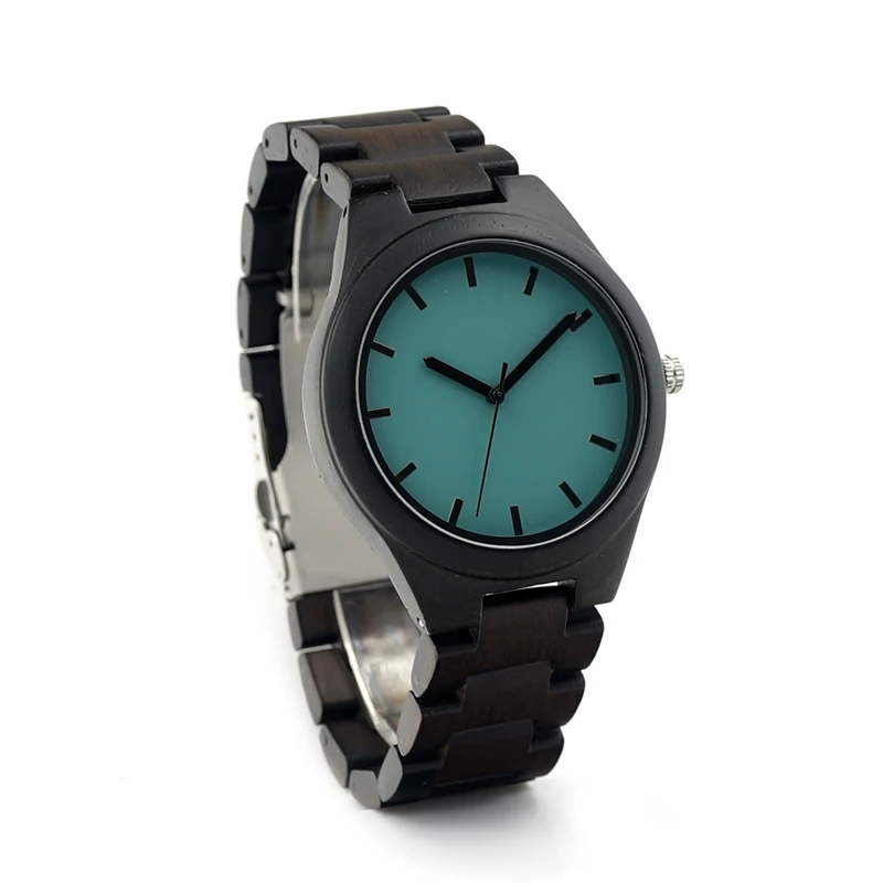 BOBO BIRD V-I21 Mens Ebony Wood Wristwatch Blue Dial Wooden Links Quartz-watch in Gift Box Men Watches 2016