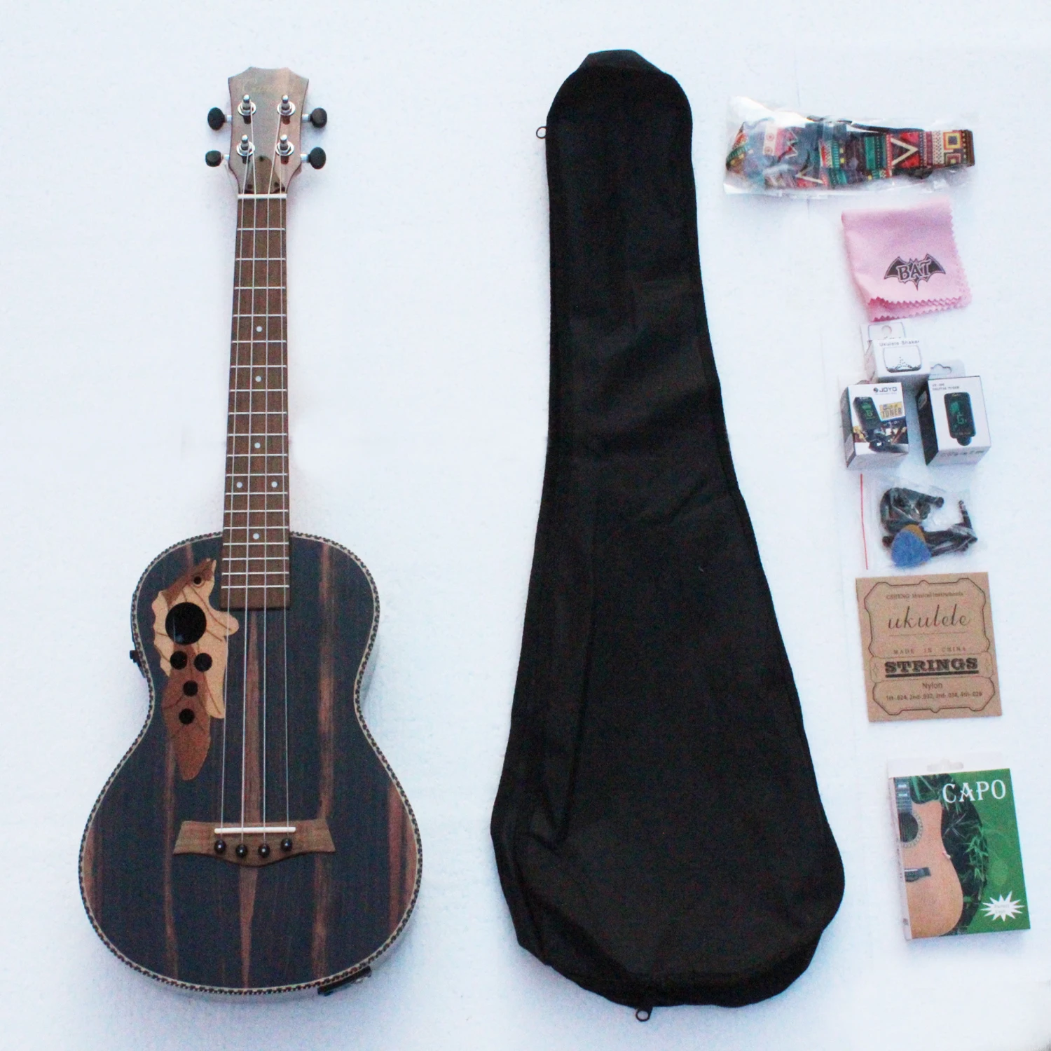 

26 Inch All Blackwood Tenor Acoustic Electric Ukulele With Truss Rod With EQ with Gig Bag,Strap,Nylon String,Electric Tuner,Pick