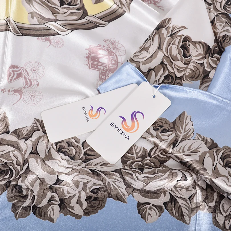 [BYSIFA] женский квадратный атласный платок хиджаб модные элегантные туфли с узором