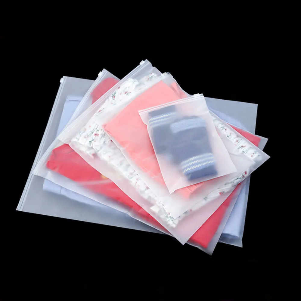 Resealable Matte Clear Plastic Zip Lock Clothes Bags Toiletry Underwear Pouches