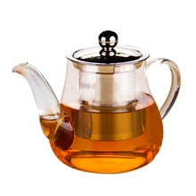 Прозрачное боросиликатное стекло чайник с, 350 мл крышка из нержавеющей стали стеклянный чайник, термостойкий расписанный цветами Чайник Пуэр чайник травяного чая