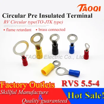 

500pcs/pack RVS5.5-4 Circular Pre Insulated Ring Terminals Cable Wire Connectors Electrical Crimp Round shape Cold Terminals