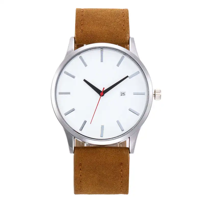 

CTPOR Date Men Watch calendar Male Quartz Clock Simple No Logo 40mm Dial Leather strap Man Watches Black Brown WristWatch Reloj