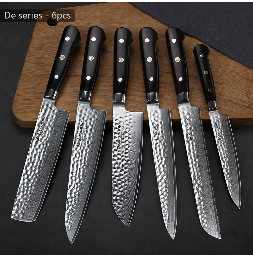 Нож TURWHO " Santoku 67 слоев VG10 дамасский нож из нержавеющей стали японский нож шеф-повара кухонные ножи лучшее качество ручка из черного дерева