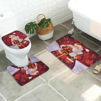 

3D Christmas Tolilet Seat Cover Luxury Toilet Seat Cover Soft Warm Polyester 3pcs/set