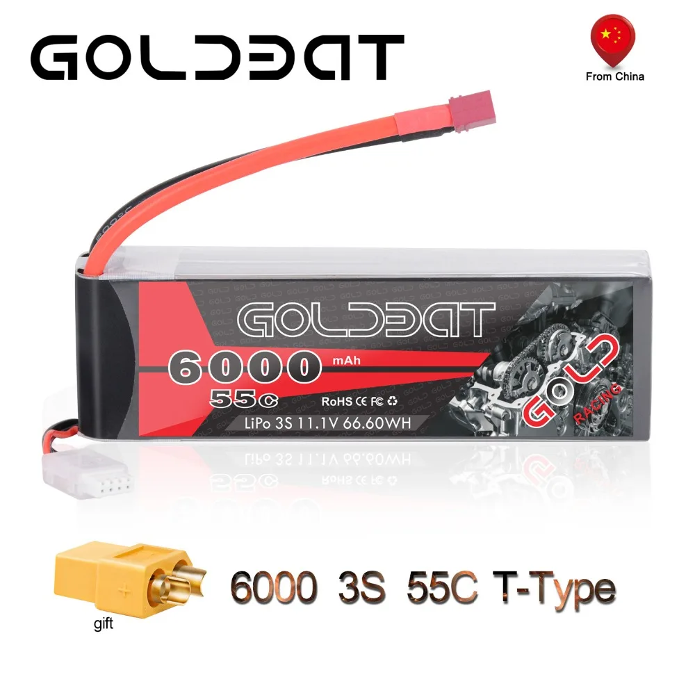 GOLDBAT 11,1 V lipo аккумулятор RC Car 6000mAh 3S Lipo аккумулятор Перезаряжаемый Дрон fpv 55C с штекером Deans для грузовика Heli