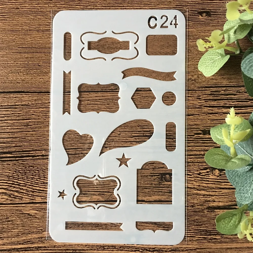 New A6 Heart Label DIY Layering Stencils Wall Painting Scrapbook Coloring Embossing Album Decorative Paper Card Template |