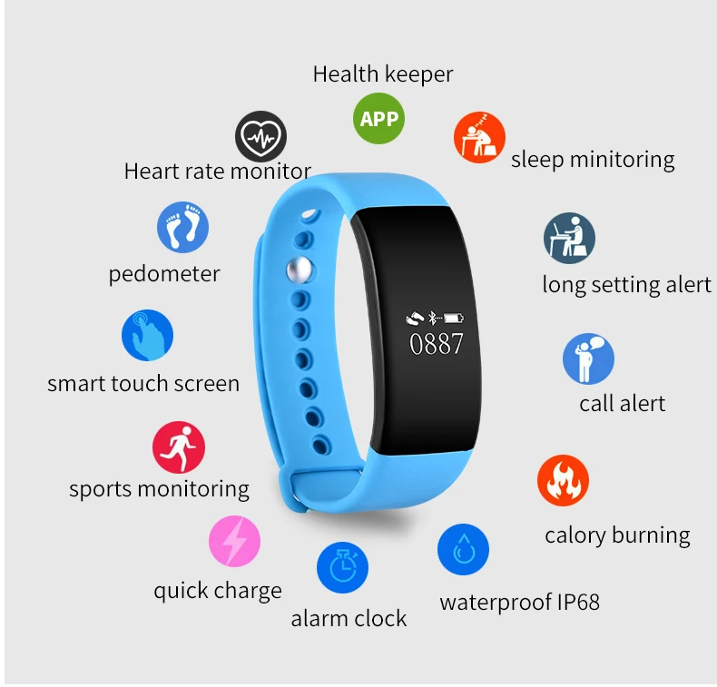 Bluetooth Smartwatch Смарт-часы монитор сердечного ритма браслет напульсник SmartBand трекер фитнес-активности для IOS Android