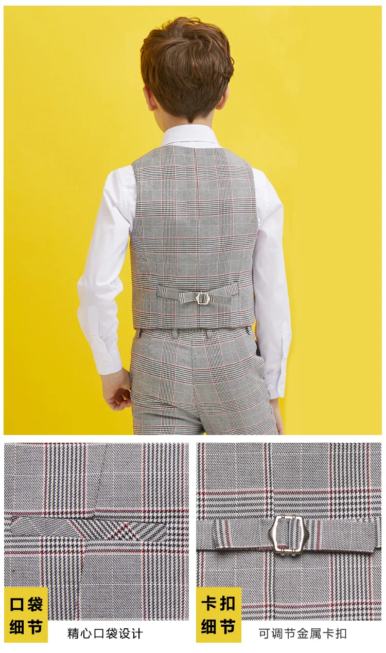 Ternos para o Menino Terno do Casamento Inglaterra Meninos Xadrez Blazer Pcs Vestido Formal Smoking Kid Página Menino Outfits 3 13 Casamento Meninos Terno Do Casamento Smoking Kid Página Menino outfits