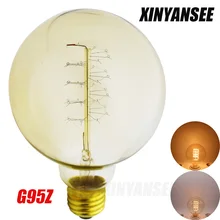 G95 лампочка эдисона E27 лампы накаливания Винтаж лампочки накаливания 40 Вт 220 В античный подвесной Вольфрамовая, Эдисона лампа дома декоративные лампы