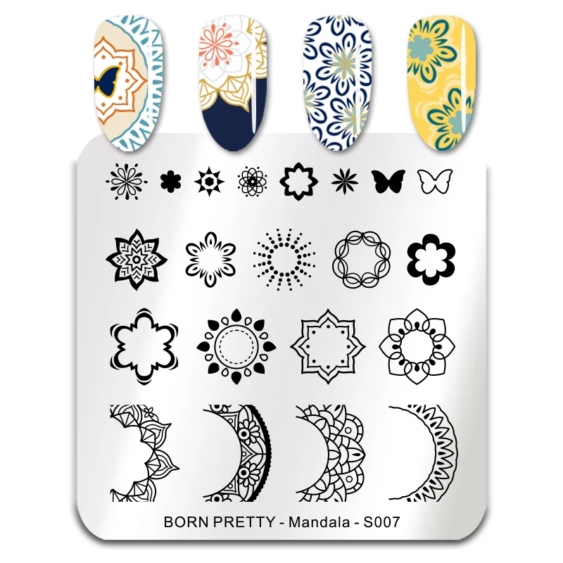 

BORN PRETTY Mandala Nail Stamping Plates Floral Dot Pattern Nail Art Image Template For Nail Stamping DIY Nail Tool