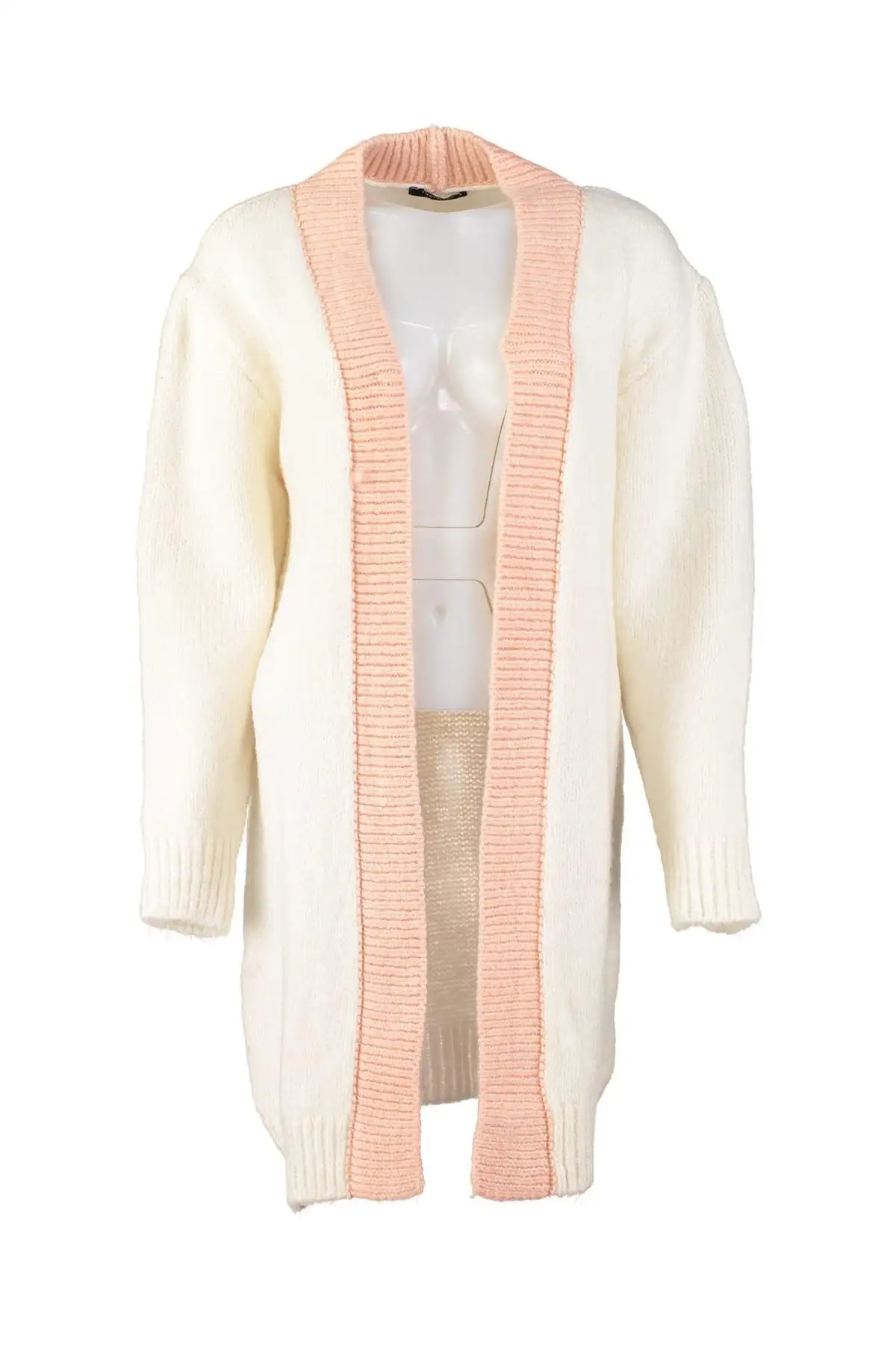

Trendyol Women Ivory White With Color Block Cashmere Cardigan TWOAW20FV0068