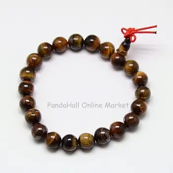 

20pcs DarkGoldenrod Buddhist Round Stone Beads Bracelets Natural Tiger Eye Stretch Bracelets Women Men Accessories 50x8mm