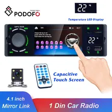 Podofo " Bluetooth автомобильное радио сенсорный экран 1 Din Зеркало Ссылка Авторадио MP5 видео плеер USB AUX аудио стерео камера заднего вида
