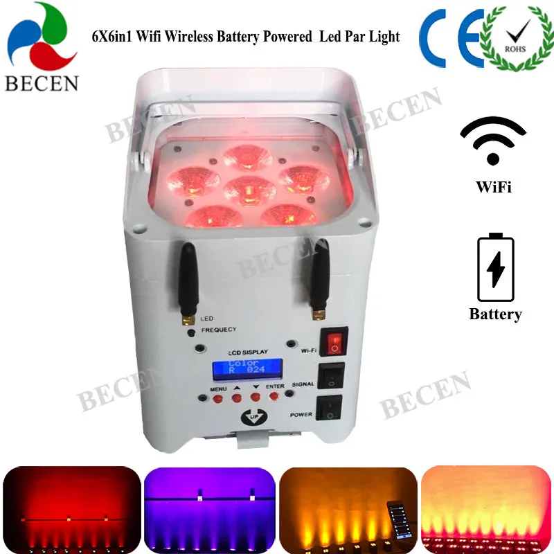 Беспроводной DMX 6x15 Вт 6 в 1 с питанием от аккумулятора LED Par Can Light IRC Remote Wifi APP Control Led