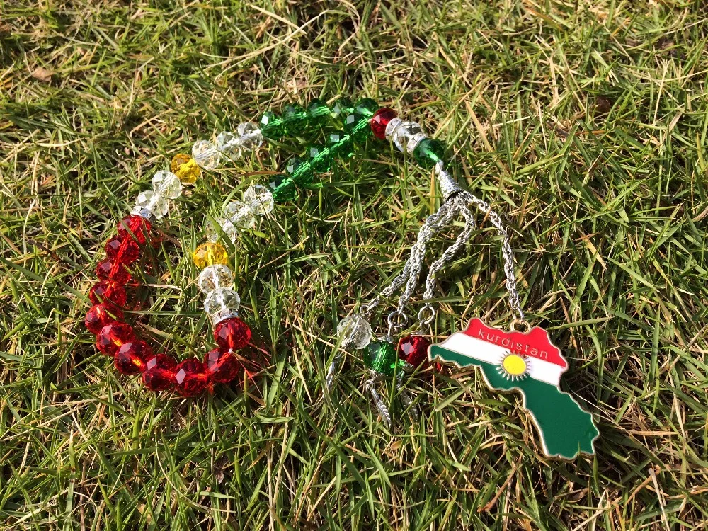 

Kurdish flag jewelry necklace prayer beads Koerdische tasbih Kurdistan map Kurde home office hanging tesbih tespeeh kurdische