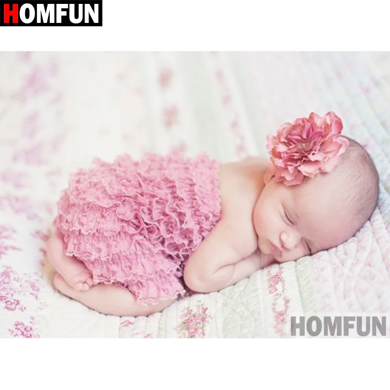 

HOMFUN 5D DIY Diamond Painting Full Square/Round Drill "cute baby" Embroidery Cross Stitch gift Home Decor Gift A07875