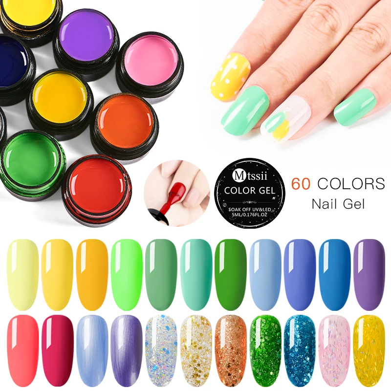 

Mtssii Pure Colors Gel Nail Polish Set Nails Soak Off Manicure UV Gel Varnish DIY Nail Art Manicure Lacquer Decorations
