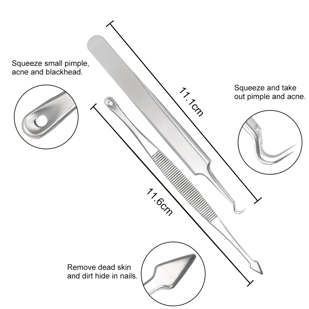 7 шт. набор инструментов для удаления угрей Удаление прыщей для лица удалитель акне иглы нержавеющая сталь набор пинцетов