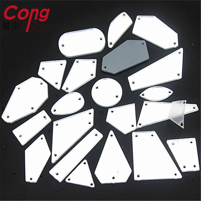 Cong Shao, 40 шт., высокое качество, прозрачные зеркальные пришивные стразы с отверстиями, плоская задняя сторона, акриловый пришивной камень, сделай сам, для отделки костюма, YB999