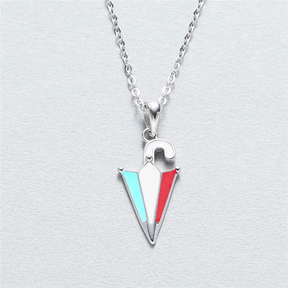 Umbrella Drop glaze necklace women 100% 925 Sterling silver nacklace Jewellery Clavicle chain pendant charms chocker