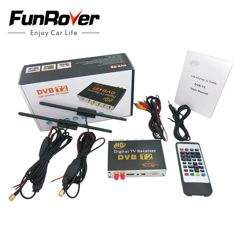 FUNROVER Новый 12В черный цифровой ТВ приемник автомобильный Dvb t2 Dvbt2 для тюнер dvd Mpeg4