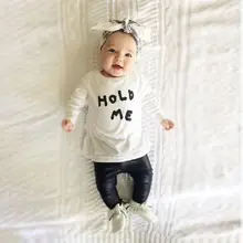 Baby Girls Boy Kids Infant Summer Long Sleeve White T-shirt Tops +Black PU Leather Pants Outfit