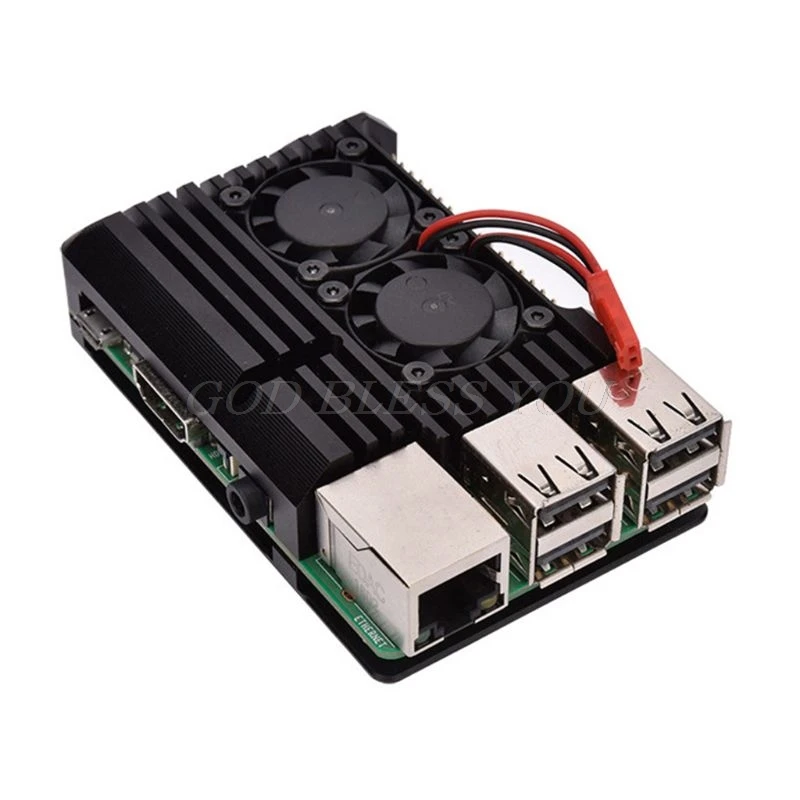 Aluminum Alloy Radiator Protective Case Metal Cooling Shell For Raspberry Pi 3 Model B/B+/2B Accessories - Цвет лезвия: Black With Fan