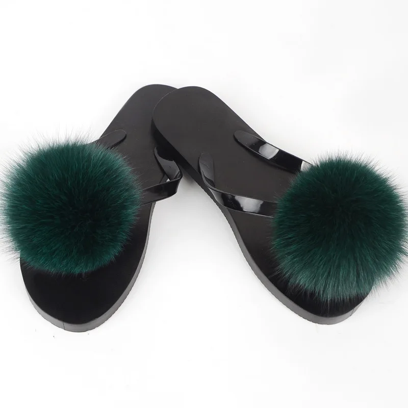 women slippers fox fur pompom (6)