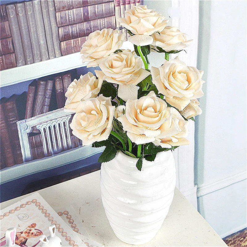 Real Touch Simulation Rose Bouquet Artificial Flowers Home Wedding Decoration Flower Wall DIY Decoration Living Room