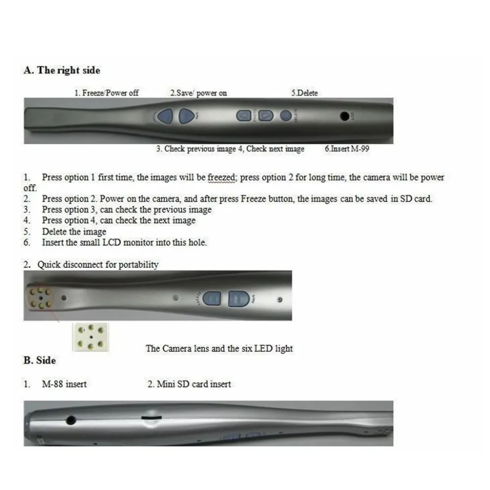  Dental Digital Intra Oral Camera CMOS 6 LED 8 Inch LCD Display PAL/NTSC System Dental Portable Intr