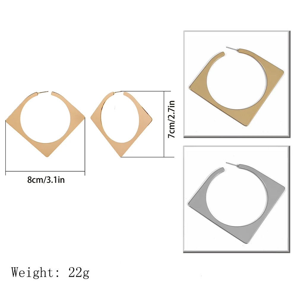 IngeSight. Z панковские Геометрические Квадратные серьги-кольца массивные большие полые круглые серьги для женщин ювелирные изделия Brincos