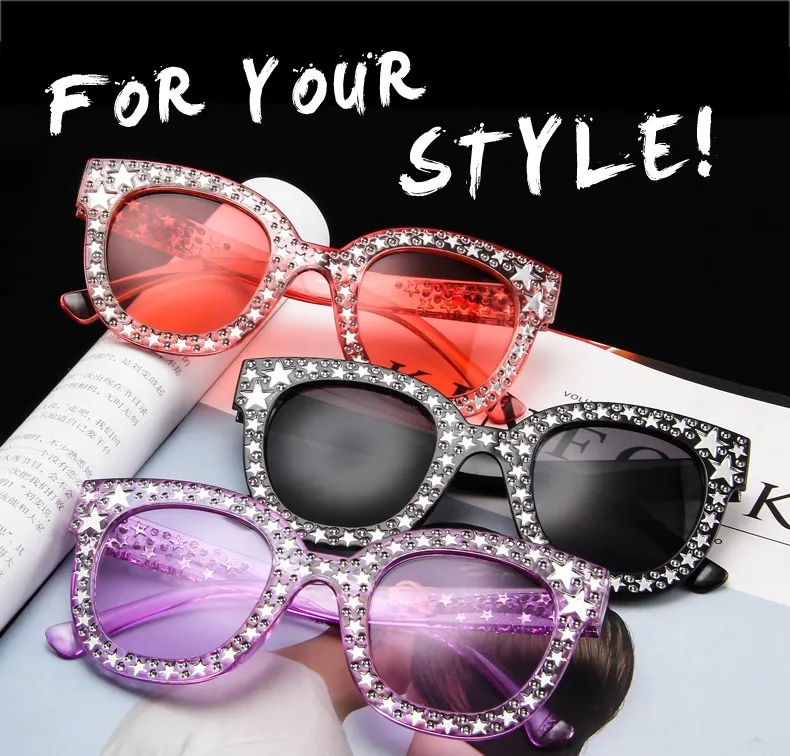Роскошные очки от итальянского бренда, женские квадратные солнцезащитные очки с кристаллами, зеркальные ретро очки с полной звездой, женские солнцезащитные очки черного и серого цветов