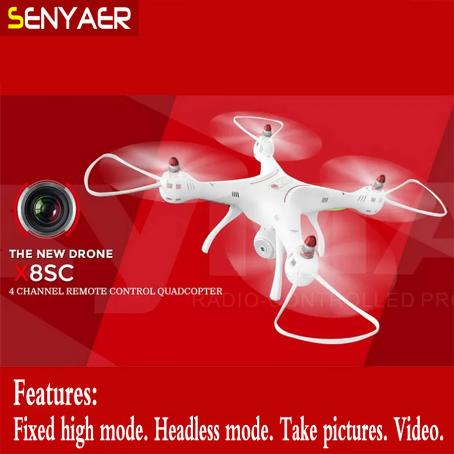 The latest listing Syma X8SC 2.4G 4CH 6 Axis RC Quadcopter RTF Drone With HD Camera Barometer Set Height Mode with LED Light