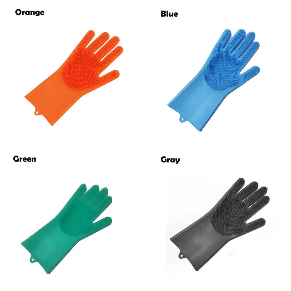 

1PCS Magic Silicone Scrubber Rubber Cleaning Gloves Dusting Dish Washing Pet Care Grooming Hair Car Insulated Kitchen Helper